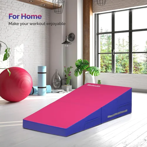 Miniatura 6 de Matladin Incline - Tapete de gimnasia con cuña de queso, 48 x 24 x 14 pulgadas, plegable, para niños y niñas, entrenamiento en casa