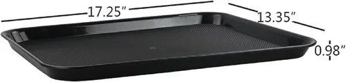 Miniatura 2 de Teyyvn Bandeja de plástico negra para servir comida rápida, 17.3 x 13.4 in, bandeja rectangular para alimentos