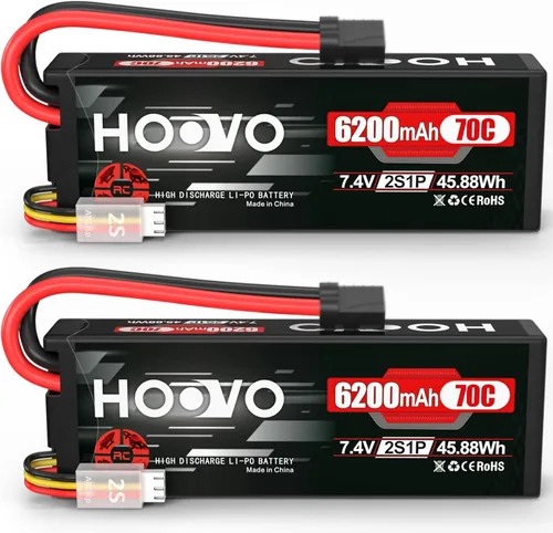 HOOVO 7.4V 70C 6200mAh 2S Lipo Batería Estuche rígido con Tracxas Plug para RC Car RC Helicóptero RC Camión RC Truggy Avión Quadcopter UAV Drone FPV