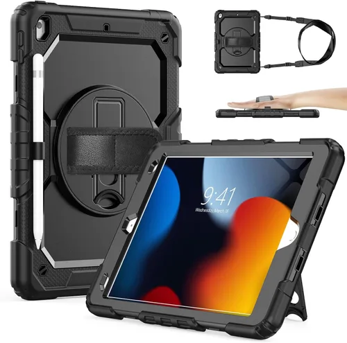 Miniatura 18 de SIBEITU Funda compatible con iPad de 9ª/8ª/7ª generación con protector de pantalla para bolígrafo, funda para iPad de 10.2 pulgadas, funda