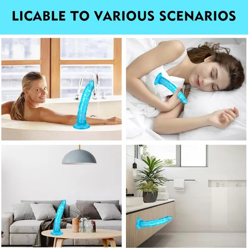 Miniatura 4 de Consolador realista de 9.4 pulgadas con ventosa para jugar con manos libres, pene grueso azul adecuado para mujeres/hombres/gay/parejas con pinchazo
