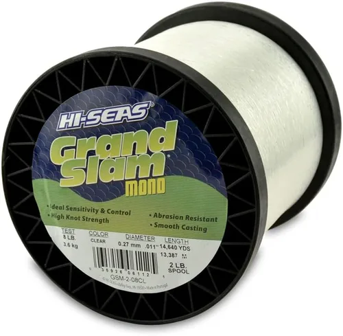 HI-SEAS Grand Slam - Sedal de pesca de monofilamento, fuerte y resistente a la abrasión, en agua dulce y salada transparente, rosa, verde, azul