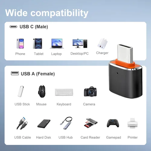 Miniatura 3 de Paquete de 6 adaptadores USB C a USB, USB C macho a USB 3.0 hembra OTG adaptador para iPhone 17/16/15, Mac, iPad, Samsung Galaxy S24 S25, portátil