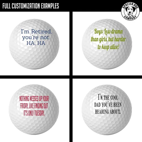 Miniatura 3 de Spotted Dog Company Paquete de 3 pelotas de golf Nitro personalizadas, imprime tu texto aquí, regalos de golf para hombres, accesorios fotográficos