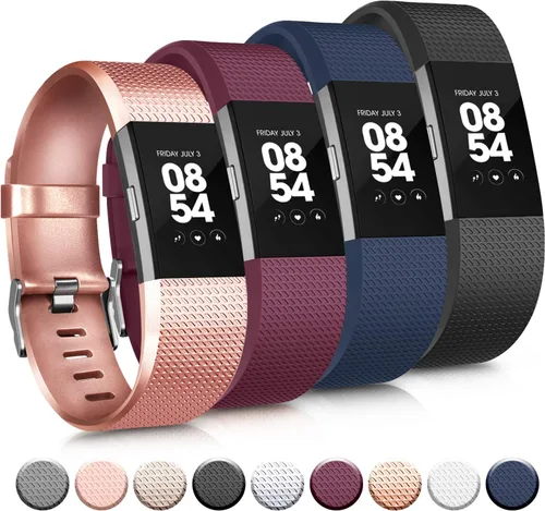 Miniatura 11 de Tobfit Bandas deportivas compatibles con Fitbit Charge 2, paquete de 4, pulseras de repuesto para mujeres y hombres, pequeñas/grandes