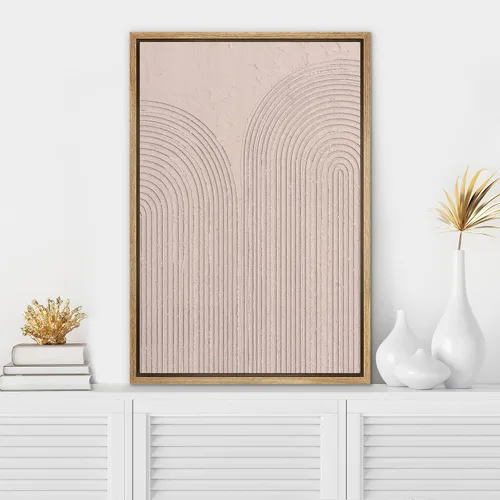Miniatura 2 de SIGNWIN Lienzo enmarcado para pared, diseño retro pastel, anillo geométrico en espiral, ilustraciones de formas abstractas, arte moderno
