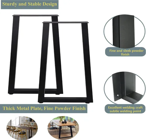 Miniatura 4 de Patas de metal para mesa, marco de escritorio de tubo cuadrado resistente, mesa de comedor moderna / patas de mesa auxiliar, juego de 2 (U)