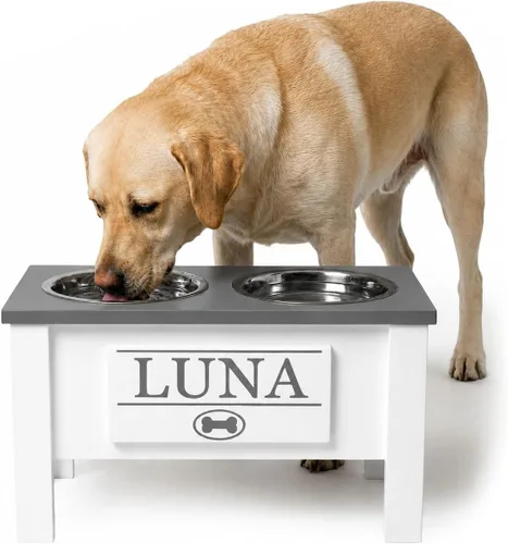 Miniatura 93 de GrooveThis Woodshop Soporte Personalizado de Cuenco Elevado para Perros de Tamaño Grande, Mediano, Pequeño y Extra Pequeño - Cuencos de Acero Negro