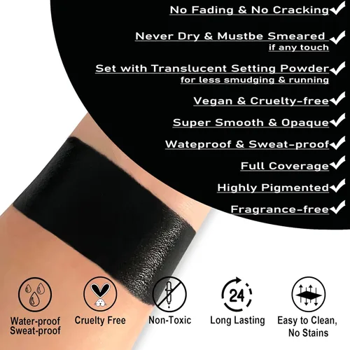 Miniatura 2 de CCbeauty Barra de pintura facial negra, kit de pintura facial, base de maquillaje SFX de cobertura completa, pintura corporal profesional no tóxica