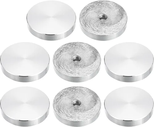 Miniatura 22 de uxcell M6 Rosca 0.787 in de diámetro de forma redonda de aluminio disco hardware 1pcs, aluminio círculo disco vidrio adaptador superior para mesa