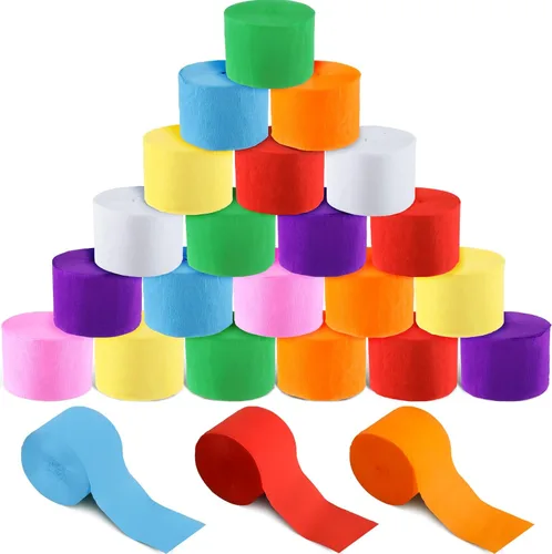 Noveread 72 rollos de serpentinas de papel crepé, 8 colores, arco iris, decoración de fiesta, serpentinas para fiesta de cumpleaños, boda,