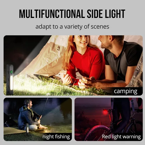 Miniatura 7 de Linterna EDC recargable -1600 lúmenes linterna de bolsillo USB C linterna con clip base magnética, luz LED y COB, 8 modos IP68 impermeable linterna