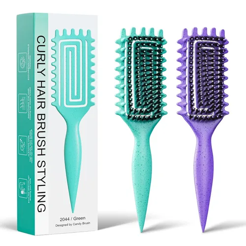 Miniatura 8 de Cepillo para definir rizos para cabello grueso y en bucles, cepillo de cerdas firmes TPEE para desenredar rizos gruesos 4A–4C, cepillo de dientes