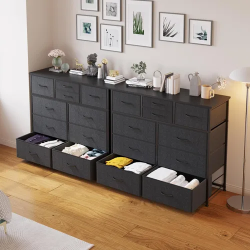 Miniatura 8 de LUMTOK Cómoda de 10 cajones, cómoda de almacenamiento de tela para dormitorio, pasillo, guardería, armarios, marco de acero, parte superior de 10