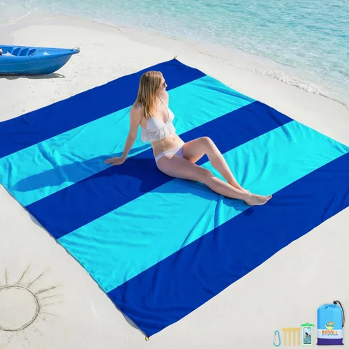 Miniatura 14 de BYDOLL Manta de playa impermeable a prueba de arena, grande sin arena, 78 x 81 pulgadas, 10 x 9 pies, manta ligera de gran tamaño sin arena, manta