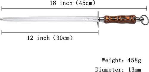 Miniatura 6 de Acero afilador de acero de 12 pulgadas, afilador de cuchillos profesional, alto carbono, líneas finas, alta dureza, afilado de cuchillos Redonda