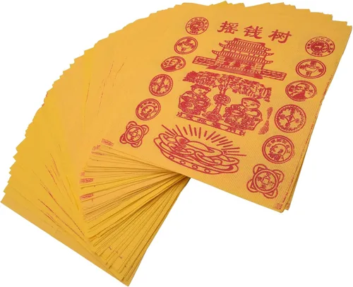 Miniatura 10 de Papel chino Joss Money-Ancestor Money-Yellow Burning Inciense Paper Money Hell Money Good Luck, ofrendas adoran a los antepasados y ayudan a