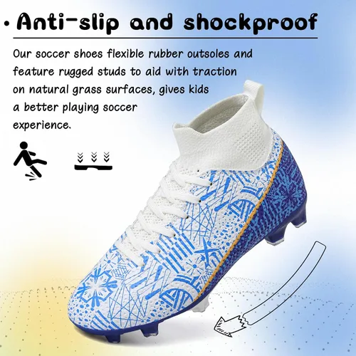 Miniatura 4 de Tacos de fútbol para niños y niñas, zapatos de fútbol para césped AGFG