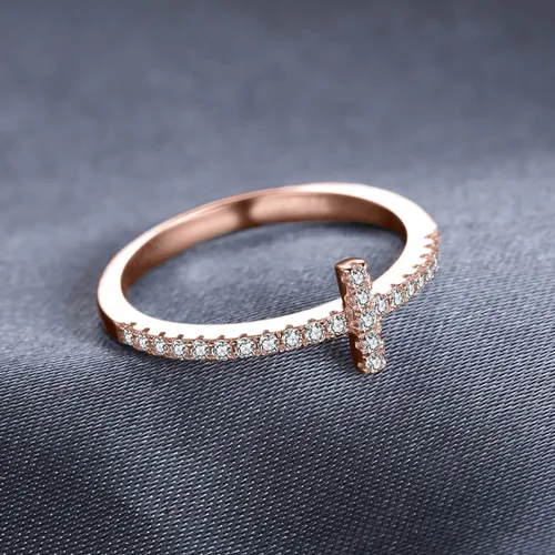 Miniatura 34 de JewelryPalace - Anillos de plata de ley 925 chapados en oro rosa, amarillo o blanco de 14 K para mujer, de compromiso, con circonia cúbica, de boda