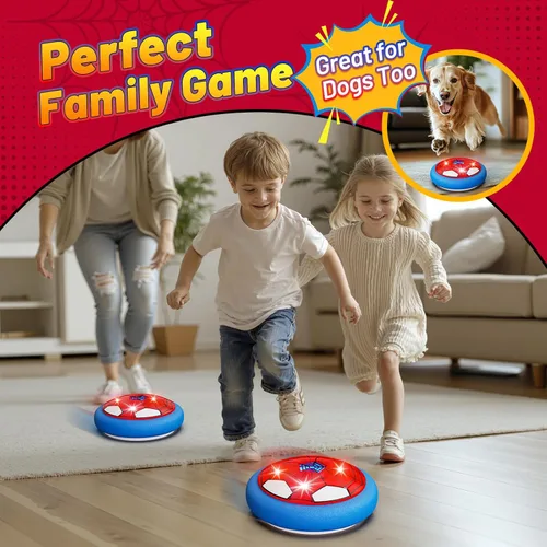 Miniatura 5 de HopeRock Juguetes de Fútbol Paquete de 2 Pelotas de Fútbol Flotantes Juego de Fútbol Interior con Luces LED, Parachoques de Espuma Suave, Regalos
