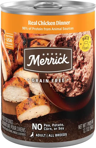 Miniatura 16 de Merrick Alimento enlatado natural y de primera calidad sin granos, receta húmeda suave y saludable, cena de carne de res real de Texas