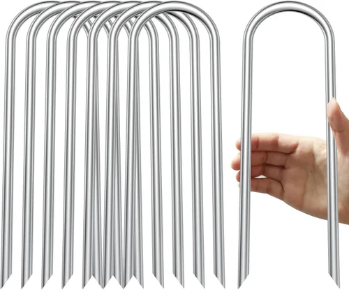Miniatura 8 de Estacas para TráMPALINAS en forma de U Anclajes de alta resistencia de metal - Estacas largas para suelo de tráMPALINAS con protección contra