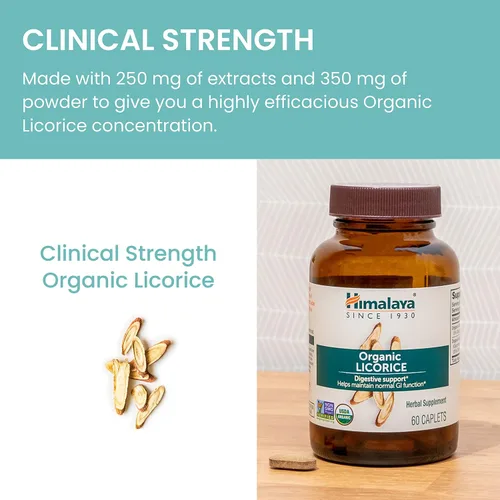 Miniatura 6 de Himalaya Regaliz orgánico, suministro para 120 días, suplemento de salud digestiva para malestar estomacal, hinchazón ocasional y acidez estomacal