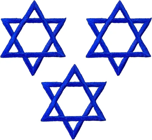 Miniatura 11 de (2 pulgadas) Estrella de David, Hanukkah, judío, bordado, parche para planchar (dorado, 1 pieza)
