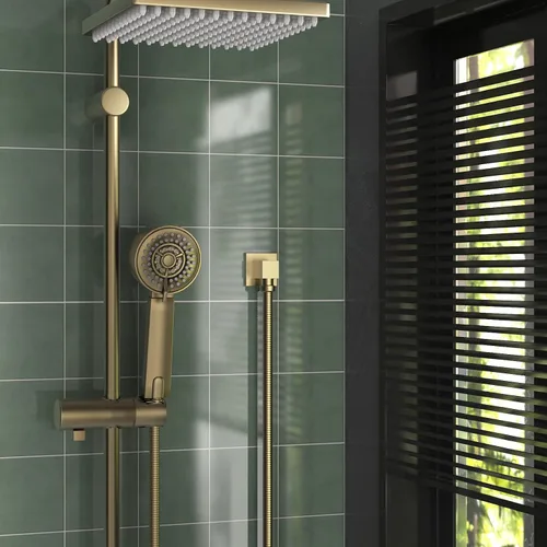 Miniatura 7 de Codo de suministro montado en la pared - Codo de suministro de pared cuadrado de latón macizo con válvula de retención (cuadrado, oro cepillado)