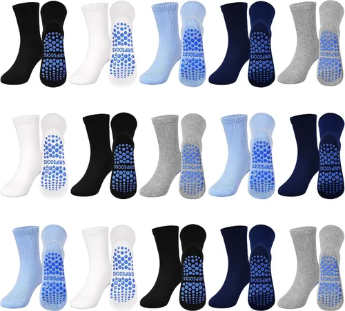 ELUTONG Calcetines para niños y niñas, 15 pares de calcetines antideslizantes para bebés de 1 a 10 años