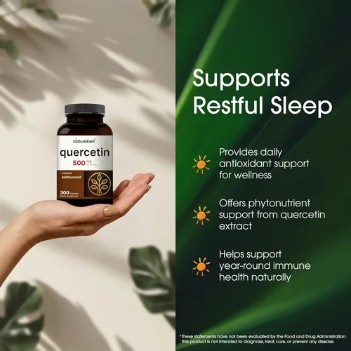 Miniatura 4 de NatureBell Quercetina 500mg - 300 Cápsulas - Suplemento ultra fuerte para un apoyo inmunológico saludable* - Dihidrato de Sophora Japonica