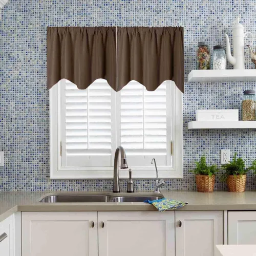 Miniatura 10 de Cenefa Blanco Puro Paquete de 2 - Cortinas de Liquidación para Sala de Estar, Baño y Dormitorio - Estilo Granja Festoneado, 18 Pulgadas de Largo