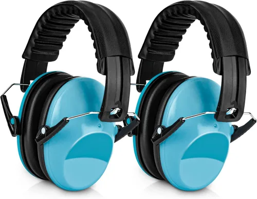 BlueFire Orejeras con cancelación de ruido para niños, paquete de 2 auriculares con bloqueo de sonido sobre la oreja, orejeras plegables de Azul 1