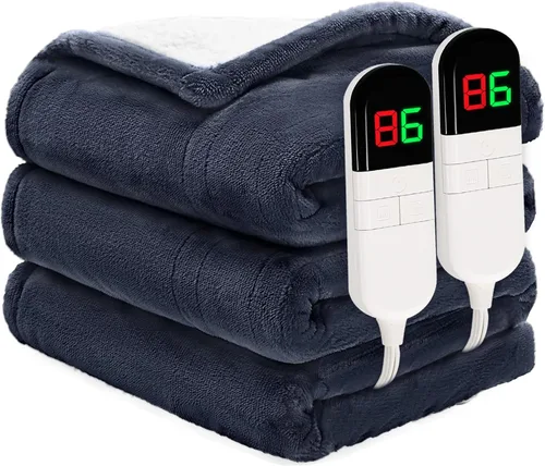 Miniatura 12 de Manta eléctrica individual de 62 x 84 pulgadas – Manta eléctrica suave y acogedora de primera calidad con 6 niveles de calefacción, manta Sherpa