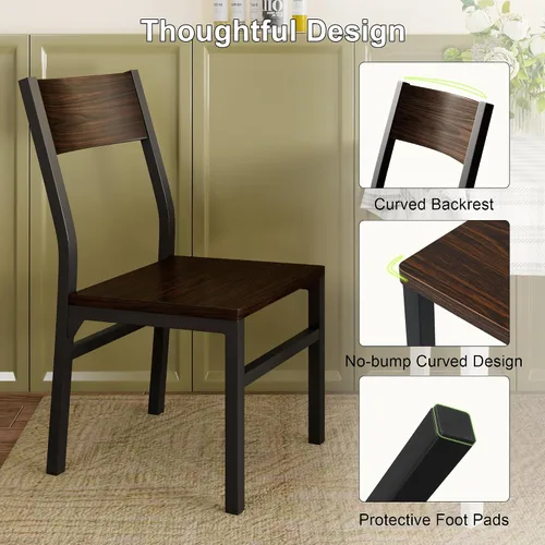 Miniatura 5 de Juego de 6 sillas de comedor Feonase, sillas de cocina modernas con respaldo ergonómico, tablero de MDF y patas de metal, sillas de cena