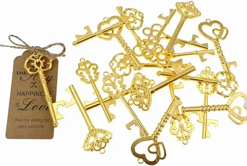 Miniatura 5 de ALIMITOPIA 50 piezas de abrebotellas con llave de esqueleto, despedida de soltera, boda, fiesta, recuerdo, regalo con etiqueta de acompañante