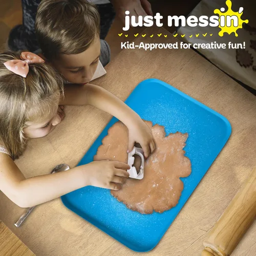 Miniatura 2 de Just Messin' Tapete de silicona para arte y manualidades, Legos, slime, resina, pintura y fabricación de joyas, protección de mesa con lados