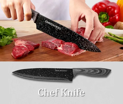 Miniatura 5 de Juego de cuchillos de cocina todo en uno con bloque, 19 piezas de acero inoxidable de alto carbono, cuchillos de carne, cuchillos de chef, cuchillo