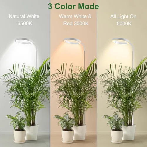 Miniatura 3 de wolezek Luces de cultivo para plantas de interior de espectro completo, 80 LEDs luz de cultivo de 3 colores, luces de plantas de 65 pulgadas