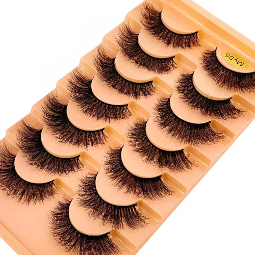 Miniatura 2 de Nuevo diseño de 7 pares de pestañas de manga mojadas 3D extensiones de pestañas esponjosas maquillaje moda largas gruesas naturales pestañas falsas
