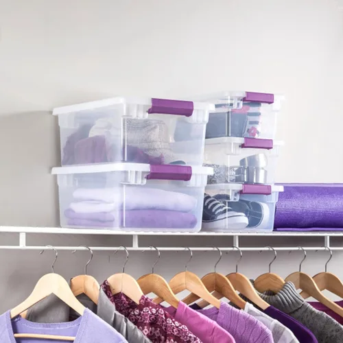 Miniatura 7 de Sterilite ClearView - Paquete de 12 cajas de pestillo de 6 cuartos de galón, contenedores organizadores apilables con tapas de pestillo