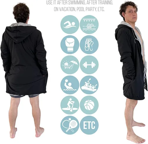 Miniatura 21 de MACAR Parka de natación impermeable con forro polar, ideal para actividades junto a la piscina y al aire libre