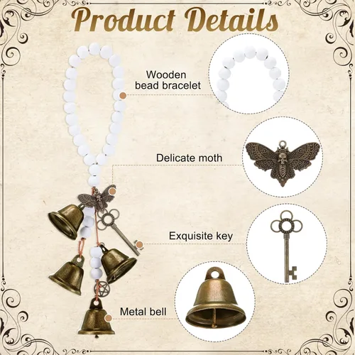 Miniatura 3 de Jetec 2 piezas de campanas de bruja para proteger las puertas, campanas de viento de bruja, corona hecha a mano para decoración de puerta del hogar