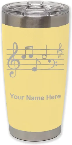 Miniatura 41 de LaserGram Vaso aislado al vacío de 20 onzas, personal de música, grabado personalizado incluido (negro)