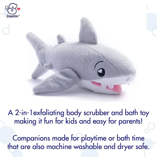 Miniatura 5 de SoapSox Exfoliante de Baño para Niños (Tank the Shark) - Esponja de Paño de Lavado de Juguete Animal Suave con Inserto de Bolsillo de Jabón