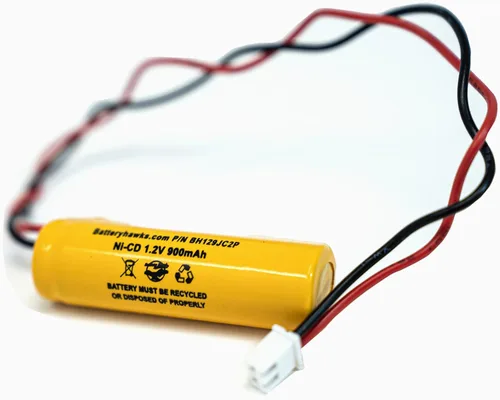 Miniatura 2 de (2 unidades) 1.2v 900mAh AA Ni-CD señal de salida luz de emergencia NiCd batería reemplazo ELB CS01 EXR LED EL M6 AA900mAh OSA268 conector blanco