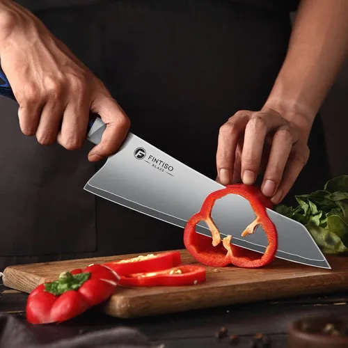 Miniatura 6 de FINTISO Juego de 3 piezas de cuchillos de cocina, juego de cuchillos de chef profesional con mango G10, juego de cuchillos japoneses de acero