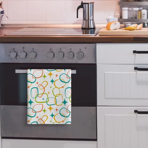 Miniatura 5 de Juego de 2 toallas de cocina modernas de mediados de siglo, toallas de mano absorbentes, paños de cocina retro para cocinar, hornear, baño, granja