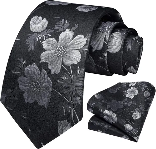 Miniatura 255 de Corbatas florales tejidas clásicas para hombre, corbata cuadrada de bolsillo, corbatas formales para hombres, boda con pañuelo