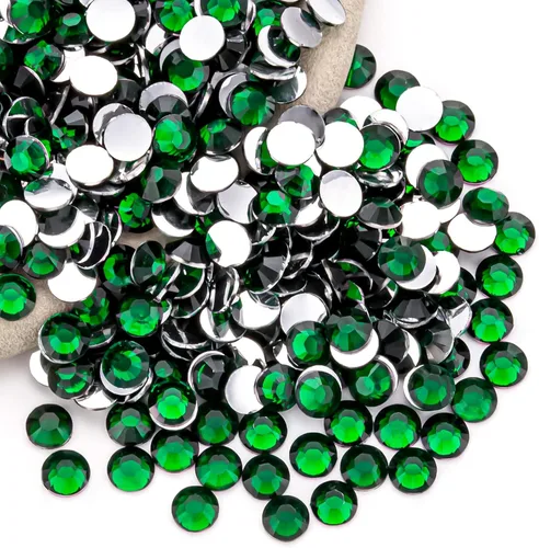 Miniatura 95 de Diamantes de imitación AB verdes a granel, 5000 piezas de diamantes de imitación de fondo plano redondos de gelatina AB sin fijación térmica, gemas